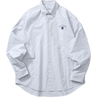 【蔡徐坤同款】nautica白帆 宽松翻领叠穿显瘦长袖衬衫WW5319