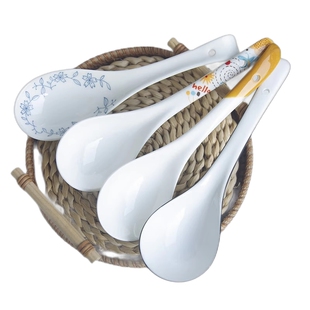 和风四季陶瓷大汤勺调羹汤匙大饭勺釉下彩餐具瓷勺高颜值勺子