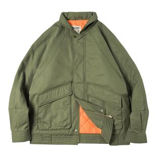 马登工装美式复古加厚飞行员夹克军绿色棉服翻领外套保暖棉衣男冬