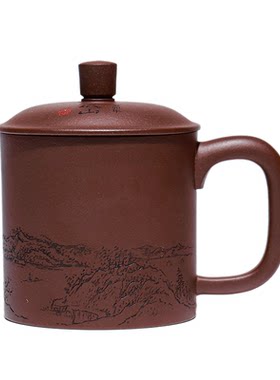 宜兴原矿底槽清纯手工中式紫砂杯