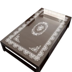 蕾丝印花桌垫pvc防水防油茶几垫高级感隔热桌面垫透明水晶板桌布