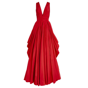 晚礼服2024款长款高端大气主持人舞台女生独唱演出服红色敬酒服女