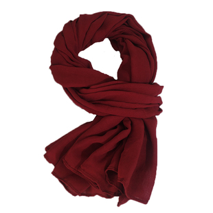 2025新款纯色棉麻围巾女秋冬薄时尚文艺护颈围脖百搭酒红丝巾披肩