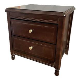 美式实木床头柜简约现代床边柜家用卧室收纳储物柜胡桃色整装柜子