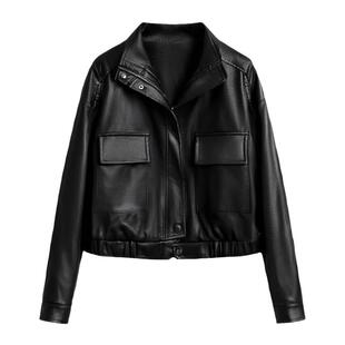 红色皮衣外套女春秋新款小个子短款皮夹克PU皮高级感大码女装外套