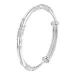 顺庆银楼S9999纯银手镯繁花牡丹花足银镯子新中式设计生日礼物