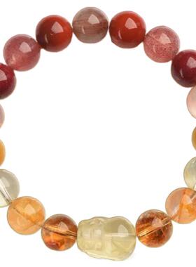 五行貔貅火土属性手串缺补喜用火土天然水晶南红玛瑙黄水晶手链