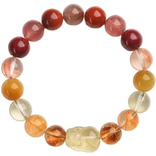 五行貔貅火土属性手串缺补喜用火土天然水晶南红玛瑙黄水晶手链