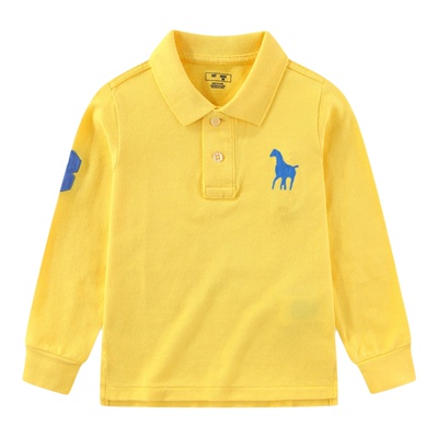 RL053男女童大马 珠地纯棉经典款长袖衫 春秋中大童翻领休闲上衣