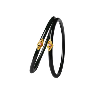 宫里上新天然墨玉叮当镯