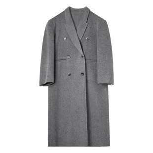 洛边 星雾银河 双排扣骆驼绒大衣宽松手工双面呢外套羊毛秋冬新款