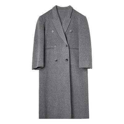 洛边骆驼绒双面呢宽松大衣外套