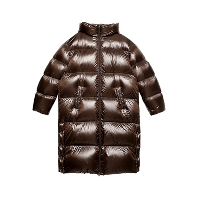 珠光感防绒面料 半圆原创女装[运动]2025冬长款宽松连帽羽绒服女