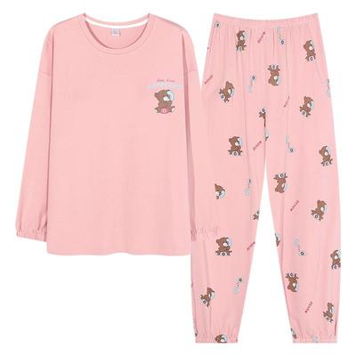 100%纯棉加厚睡衣女秋冬季