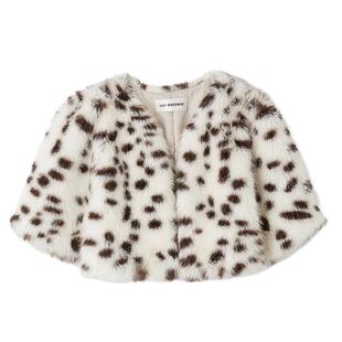 LILY BROWN2025秋冬新品复古V领仿皮草中袖短款外套LWFJ255003