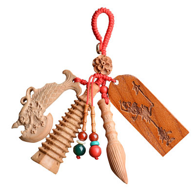 桃木文昌笔13层塔钥匙扣随身挂件吊坠智慧项链金榜题名男女生书包