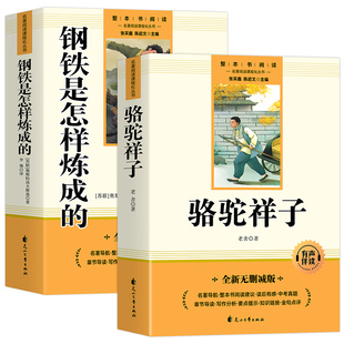 骆驼祥子和钢铁是怎样炼成的 七年级下册必读书正版书原著配套人教版人民教育出版社老舍名著课外阅读书籍初中生7语文完整版无删减
