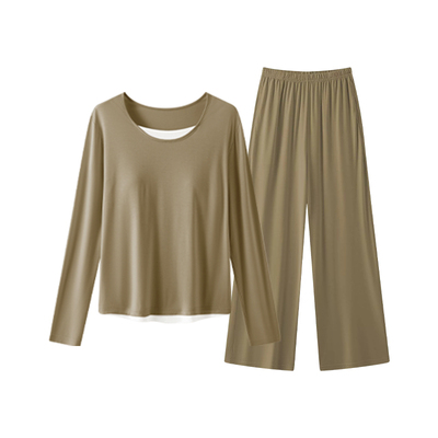 莫代尔女士长袖带胸垫睡衣