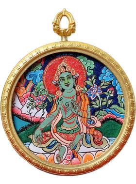 梵昇唐卡绿度母五经条文西藏手工