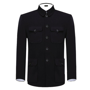 春秋中山装男 中老年上衣中山服老人外套老年人爷爷装爸爸军便装