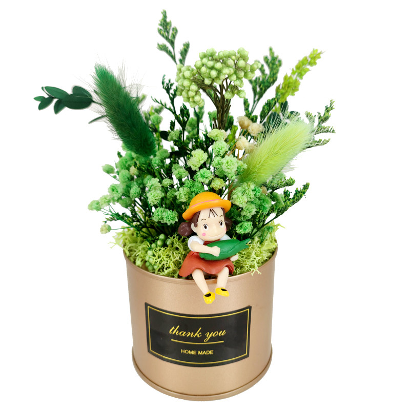 幼儿园diy插花材料包小学生作业亲子干花微景观手工活动迷你抱桶