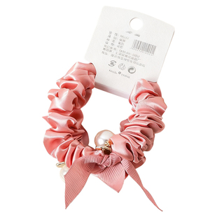 儿童发圈韩版珍珠飘带皮筋高级感褶皱小肠发圈头花高马尾气质头绳