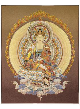 藏传佛像唐卡挂画手工掐丝珐琅画千手地藏王菩萨新中式玄关装饰画
