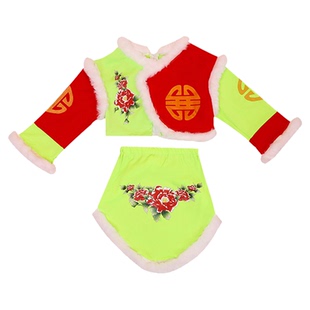 单鼓声声儿童跳舞演出服手绢喜庆舞蹈服岁旦欢新秧歌元日表演服装