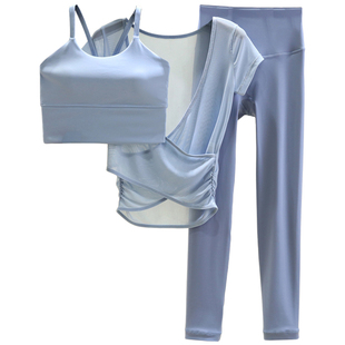 高端瑜伽服套装女高级感绝美夏季短袖专业普拉提健身训练服三件套