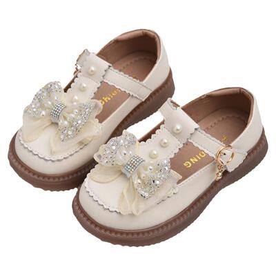 女童春秋小皮鞋真皮蝴蝶结公主鞋