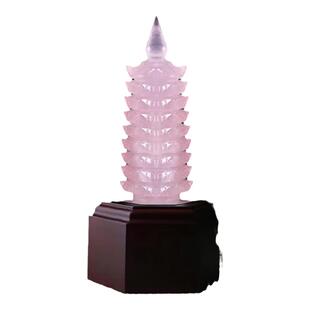 天然黄白粉紫水晶文昌塔摆件九层塔学生书房办公室家居装饰工艺品