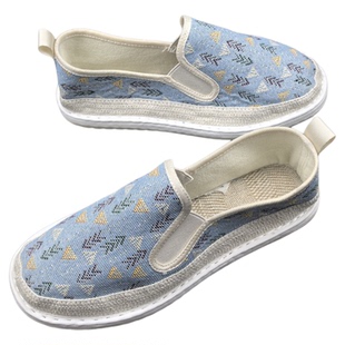 学院风春夏软底轻便手工布鞋学生百搭不累脚透气男女款一脚蹬拼色