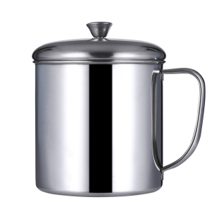 304不锈钢水杯带盖茶缸子带手柄加厚家用办公幼儿园儿童口杯刻字