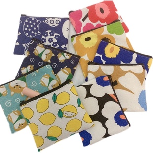 帆布迷你小口袋方形钱包可爱卡通布艺卡包零钱硬币包包女logo定制