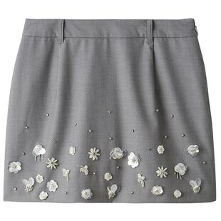 LILY BROWN2025秋冬新品CANDY甜美花朵钉珠高腰半身裙LWFS254815