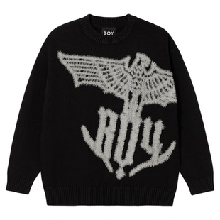 【水墨之影】BOYLONDON冬季男女针织毛衣套头保暖宽松上衣N60038