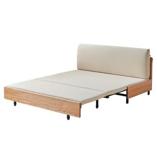 全友家居北欧风红橡木实木沙发床折叠两用2025新款小户型客厅家具