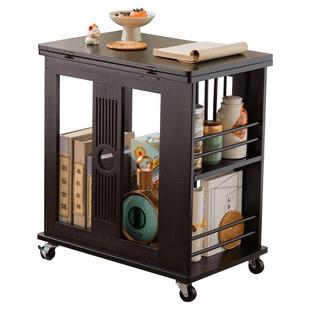 边几茶几可移动沙发边柜小户型折叠茶桌客厅置物架实木中古小桌子