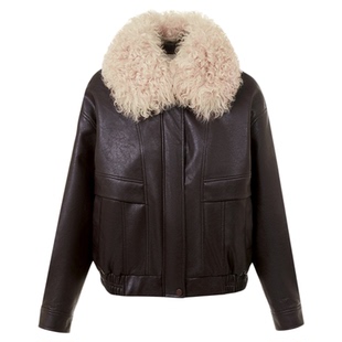 【金靖同款】朗姿霍尔多巴吉白鹅绒羊毛毛领羽绒服百搭2025年新款