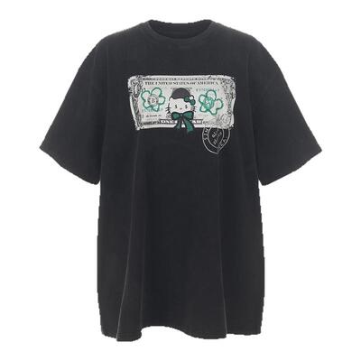 wanatry纯棉搞怪印花廓形T恤女