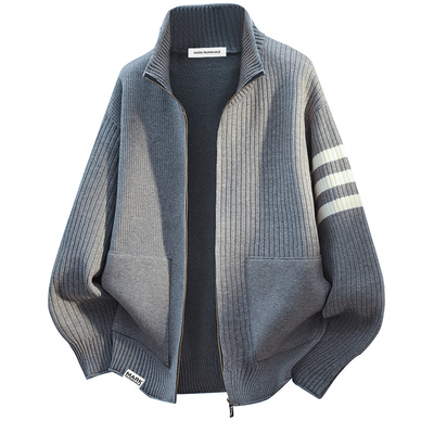 马克华菲立领开衫毛衣男士