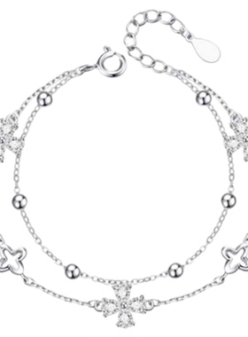 中国黄金纯银四叶草手链女生