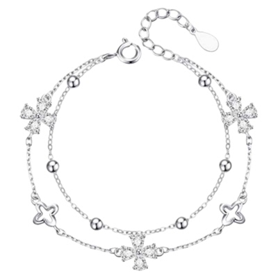 中国黄金纯银四叶草手链女生