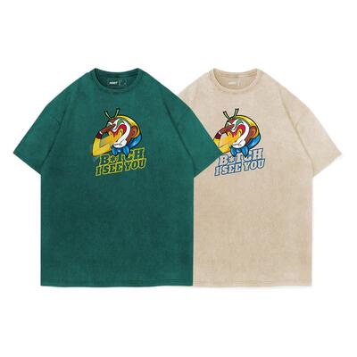 TEE7复古国潮动漫孙悟空T恤火眼金睛ins潮流水洗做旧纯棉宽松短袖