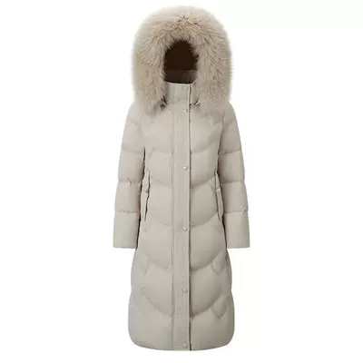 千仞岗冬季新款长款狐狸毛领羽绒服加厚防风保暖女士气质外套纯色