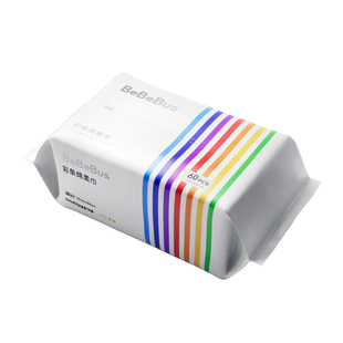 【超值尝鲜】BeBeBus彩条婴儿绵柔巾干湿两用加厚非棉柔巾60抽1包