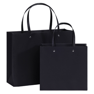 高档宽底牛皮纸袋大号红色礼品袋铆钉款服装手提袋横版购物袋定做