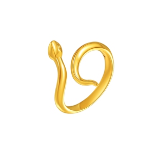 老庙黄金足金生肖蛇戒指5D工艺精致时尚福运灵蛇系列好运福运送礼
