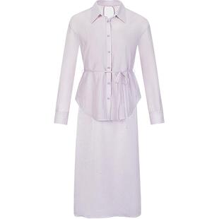 KBNE紫色莱赛尔欧若假日风朦胧感衬衫女夏新款时尚套装慵懒上衣女