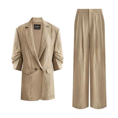 静奢风肌理莱赛尔西装套装